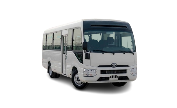 Toyota Coaster bus available for group tours at Capital Ride Rent